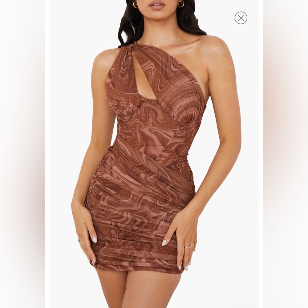 House of CB Clementine swirl neutral dress